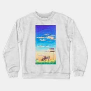 The digital painted rural nature labeled "home" Crewneck Sweatshirt